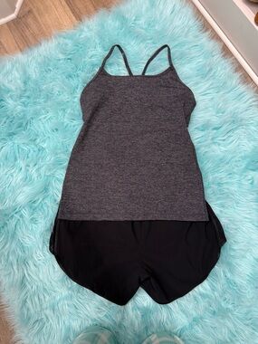 lululemon athletica Charcoal Grey Tank with Black Shorts